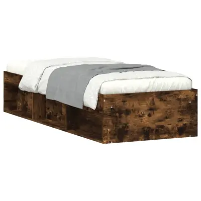 Posteljni okvir - Enojna postelja - Postelja za odrasle dimljen hrast 75x190 cm-J14219
