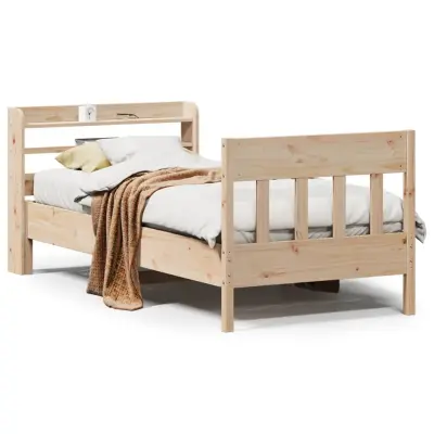 Posteljni okvir - Enojna postelja - Postelja za odrasle brez vzmetnice 75x190 cm trdna borovina-J11050
