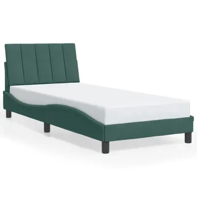 Posteljni okvir - Enojna postelja - Postelja za odrasle brez vzmetnice temno zelen 90x190 cm žamet-J8014