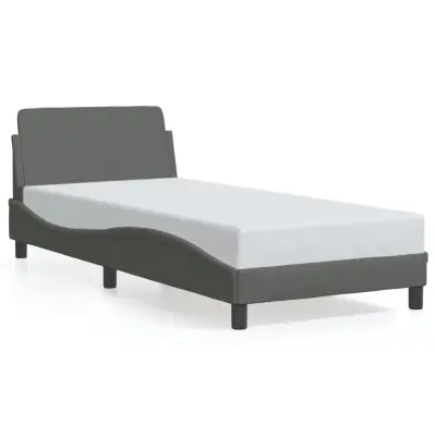 Posteljni okvir - Enojna postelja - Postelja za odrasle brez vzmetnice temno siv 80x200 cm blago-J7860