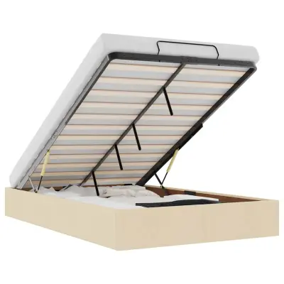 Otomanski Posteljni okvir - Dvoposteljna postelja - Zakonska postelja brez vzmetnice moder 120x190 cm blago-J487