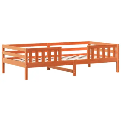 Posteljni okvir - Enojna postelja - Postelja za odrasle brez vzmetnice voščeno rjav 75x190 cm borovina-J13448