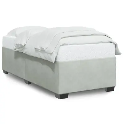Posteljni okvir - Enojna postelja - Postelja za odrasle brez vzmetnice svetlo siv 90x190 cm žamet-J7577