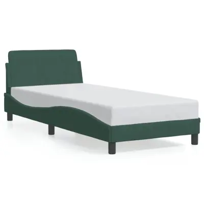 Posteljni okvir - Enojna postelja - Postelja za odrasle brez vzmetnice temno zelen 90x190 cm žamet-J8015