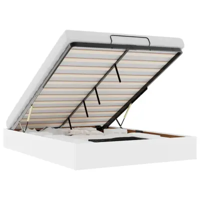 Otomanski Posteljni okvir - Dvoposteljna postelja - Zakonska postelja brez vzmetnice bel 140x200 cm-J448