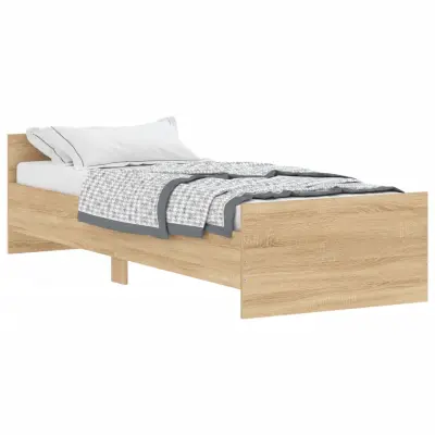 Posteljni okvir - Enojna postelja - Postelja za odrasle brez vzmetnice hrast 75x190 cm inženirski les-J12110