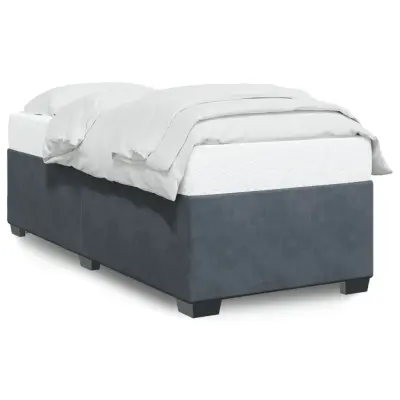 Posteljni okvir - Enojna postelja - Postelja za odrasle brez vzmetnice temno siv 90x200 cm žamet-J7961