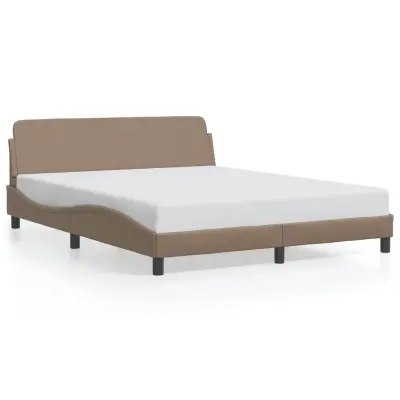 Posteljni okvir - Dvoposteljna postelja - Zakonska postelja z vzglavjem kapučino 160x200 cm umetno usnje-J5941