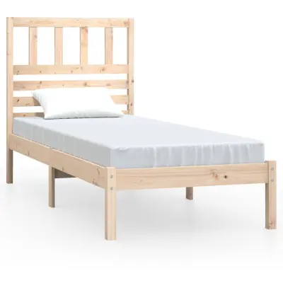 Posteljni okvir - Enojna postelja - Postelja za odrasle 75x190 cm trdna borovina-J9797