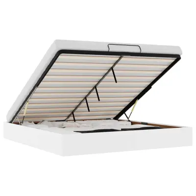 Otomanski Posteljni okvir - Dvoposteljna postelja - Zakonska postelja brez vzmetnice bel 180x200 cm-J450