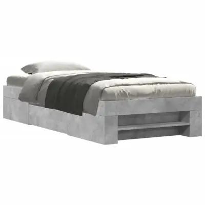 Posteljni okvir - Enojna postelja - Postelja za odrasle betonsko siv 75x190 cm inženirski les-J10336