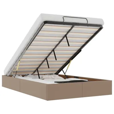 Otomanski Posteljni okvir - Dvoposteljna postelja - Zakonska postelja brez vzmetnice kapučino 120x200 cm-J474