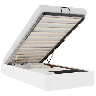 Otomanski Posteljni okvir - Enojna postelja - Postelja za odrasle brez vzmetnice bel 100x200 cm-J1909