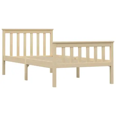 Posteljni okvir - Enojna postelja - Postelja za odrasle naravne barve iz trdne borovine 100x200 cm-J8848