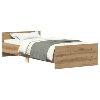 Posteljni okvir - Enojna postelja - Postelja za odrasle brez vzmetnice artisian hrast 90x190 cm-J6825