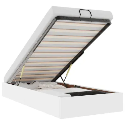 Otomanski Posteljni okvir - Enojna postelja - Postelja za odrasle brez vzmetnice bel 80x200 cm-J1910