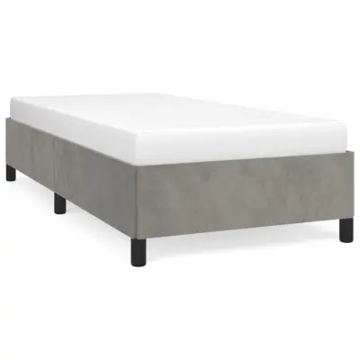 Posteljni okvir - Enojna postelja - Postelja za odrasle brez vzmetnice svetlo siv 90x200 cm žamet-J7621