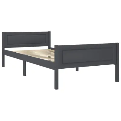 Posteljni okvir - Enojna postelja - Postelja za odrasle iz trdne borovine siv 100x200 cm-J8672