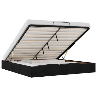 Otomanski Posteljni okvir - Dvoposteljna postelja - Zakonska postelja brez vzmetnice črn 180x200 cm blago-J465