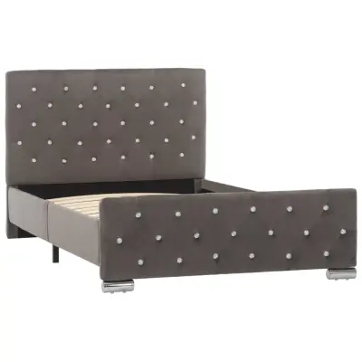 Posteljni okvir - Enojna postelja - Postelja za odrasle siv žamet 100x200 cm-J9041