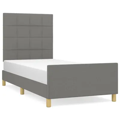Posteljni okvir - Enojna postelja - Postelja za odrasle brez vzmetnice temno siv 80x200 cm blago-J7864