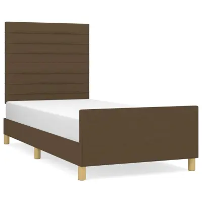 Posteljni okvir - Enojna postelja - Postelja za odrasle brez vzmetnice temno rjav 100x200 cm blago-J7737