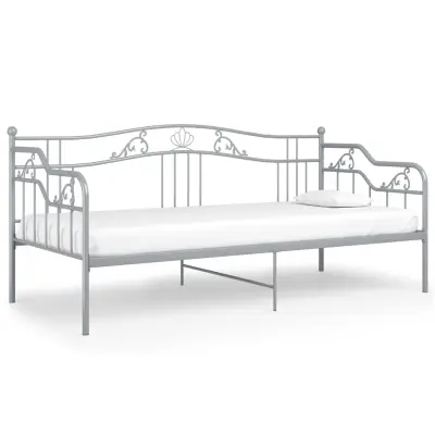 Posteljni okvir - Enojna postelja - Postelja za odrasle siv kovinski 90x200 cm-J9025