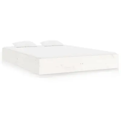 Posteljni okvir - Dvoposteljna postelja - Zakonska postelja bel iz trdnega lesa 180x200 cm-J3109