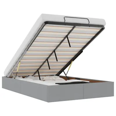 Otomanski Posteljni okvir - Dvoposteljna postelja - Zakonska postelja brez vzmetnice siv 120x190 cm blago-J515