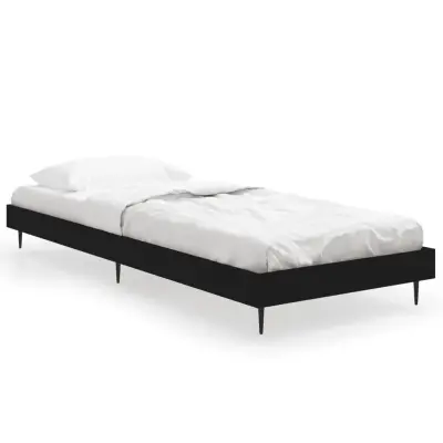 Posteljni okvir - Enojna postelja - Postelja za odrasle črn 75x190 cm inženirski les-J13895
