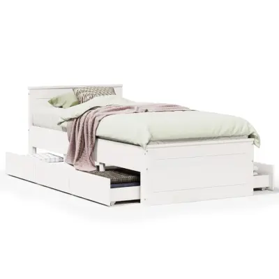 Posteljni okvir - Enojna postelja - Postelja za odrasle brez vzmetnice z vzglavjem 75x190 cm borovina-J13528