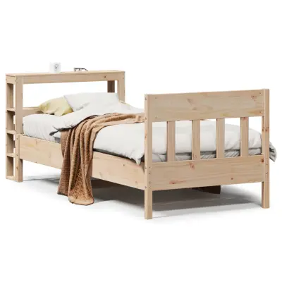 Posteljni okvir - Enojna postelja - Postelja za odrasle brez vzmetnice 90x200 cm trdna borovina-J6758