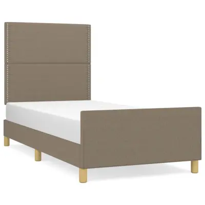 Posteljni okvir - Enojna postelja - Postelja za odrasle brez vzmetnice taupe 100x200 cm blago-J7634