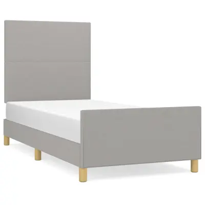 Posteljni okvir - Enojna postelja - Postelja za odrasle brez vzmetnice svetlo siv 80x200 cm blago-J7512