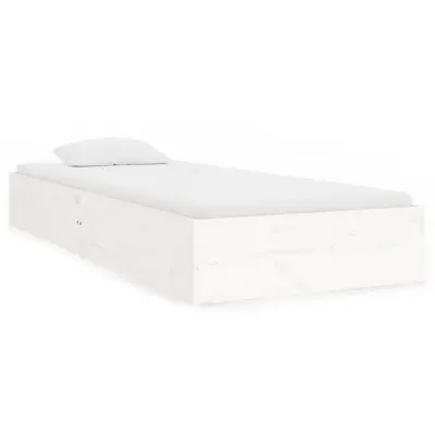 Posteljni okvir - Enojna postelja - Postelja za odrasle bel iz trdnega lesa 90x190 cm-J6350