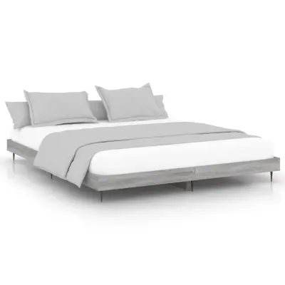 Posteljni okvir - Dvoposteljna postelja - Zakonska postelja siva sonoma 200x200 cm inženirski les-J5538