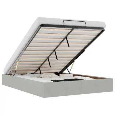 Otomanski Posteljni okvir - Dvoposteljna postelja - Zakonska postelja brez vzmetnice Svetlo siva 140x200 cm-J538