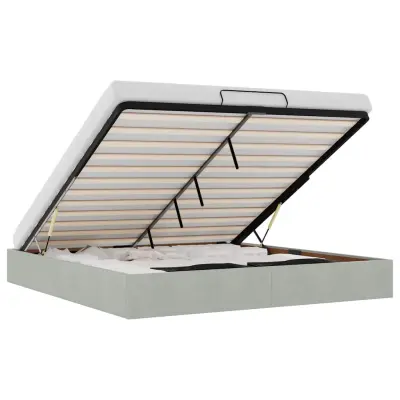 Otomanski Posteljni okvir - Dvoposteljna postelja - Zakonska postelja brez vzmetnice Svetlo siva 160x200 cm-J539