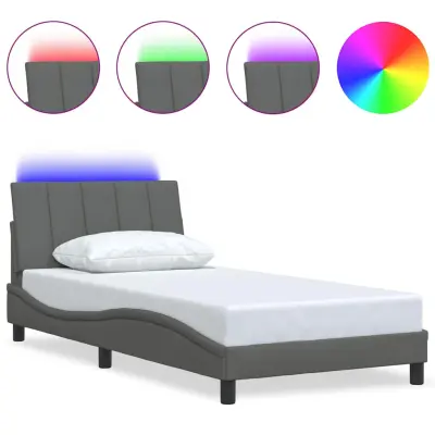 Posteljni okvir - Enojna postelja - Postelja za odrasle brez vzmetnice temno siv 100x200 cm blago-J7833