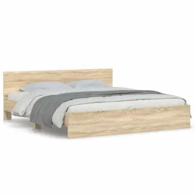 Posteljni okvir - Dvoposteljna postelja - Zakonska postelja z vzglavjem sonoma hrast 180x200 cm-J6121