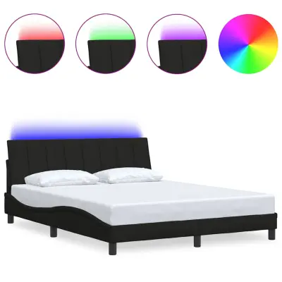 Posteljni okvir - Dvoposteljna postelja - Zakonska postelja brez vzmetnice črn 160x200 cm blago-J3777