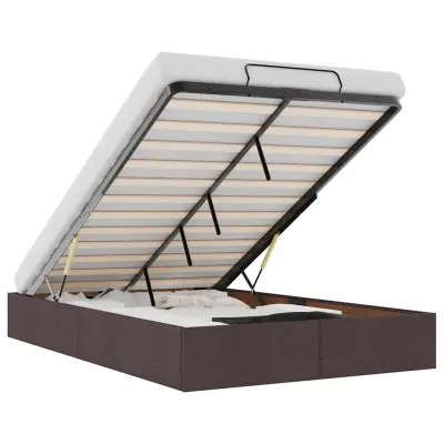 Otomanski Posteljni okvir - Dvoposteljna postelja - Zakonska postelja brez vzmetnice rjav 120x190 cm blago-J497