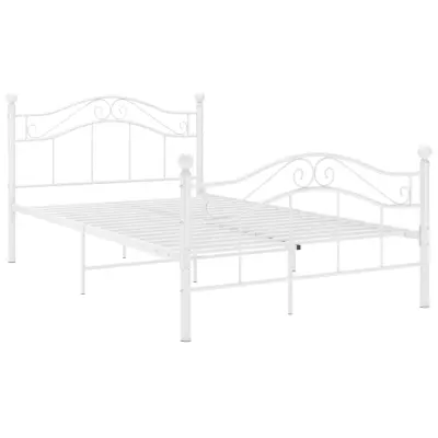 Posteljni okvir - Dvoposteljna postelja - Zakonska postelja bel kovinski 120x200 cm-J10228