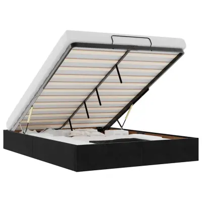 Otomanski Posteljni okvir - Dvoposteljna postelja - Zakonska postelja brez vzmetnice Črna 140x200 cm Velvet-J470