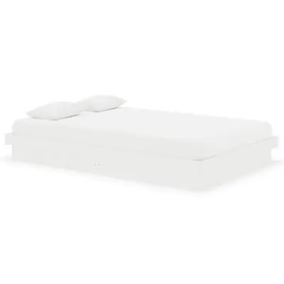 Posteljni okvir - Dvoposteljna postelja - Zakonska postelja bel iz trdnega lesa 120x190 cm-J10078