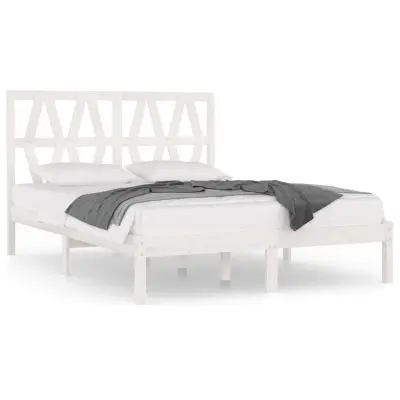 Posteljni okvir - Dvoposteljna postelja - Zakonska postelja bel iz trdne borovine 120x190 cm-J9985