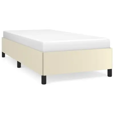 Posteljni okvir - Enojna postelja - Postelja za odrasle krem 90x200 cm umetno usnje-J8775