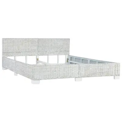 Posteljni okvir - Dvoposteljna postelja - Zakonska postelja siv iz naravnega ratana 180x200 cm-J5410