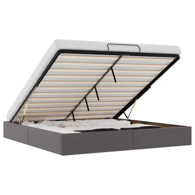 Otomanski Posteljni okvir - Dvoposteljna postelja - Zakonska postelja brez vzmetnice siv 200x200 cm-J533