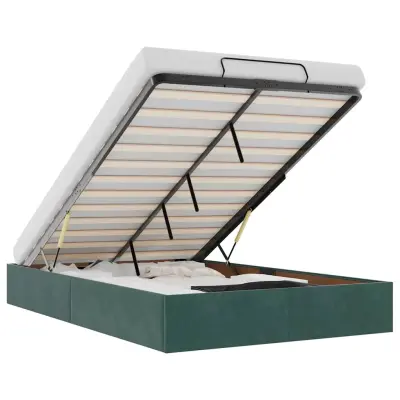 Otomanski Posteljni okvir - Dvoposteljna postelja - Zakonska postelja brez vzmetnice zelen 120x200 cm žamet-J567